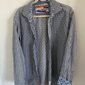 Robert Graham Long Sleeve Classic Fit Men's Button Down Shirt Size L